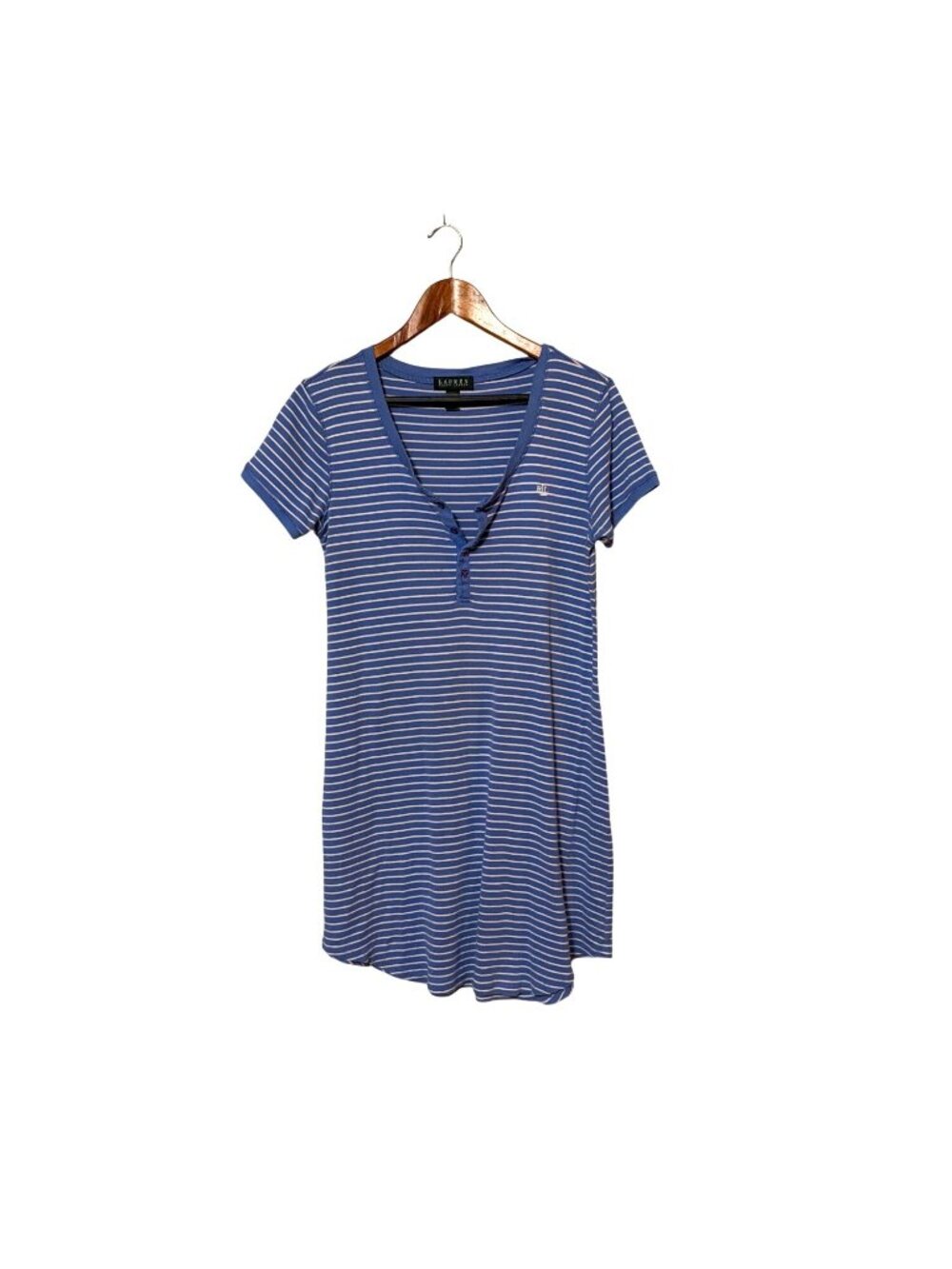 Lauren‎ Ralph Lauren Womens Blue & White Striped Cotton Short Sleeve Dress M
